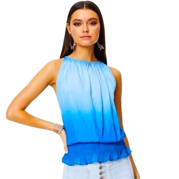 Ramy Brook Blue Ombre Lauren Sleeveless Blouse - Picture 1 of 15